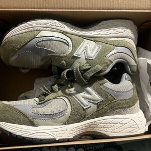 New Balance Kids' Olive and Gray Sneakers
